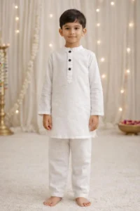 White Kurta Pajama Set for Boys, Eid Outfit, Kids Festive Outfit Wedding Diwali